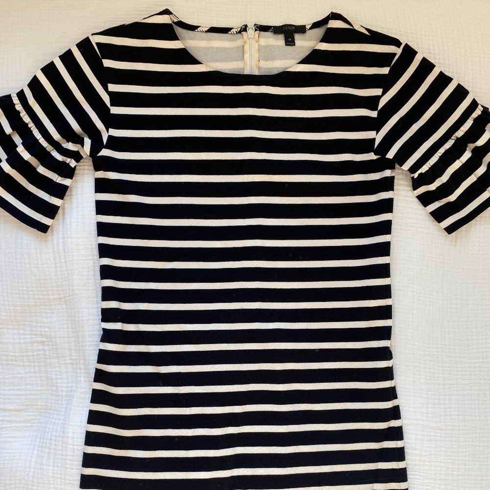 J.Crew Striped Flutter Sleeve Dress